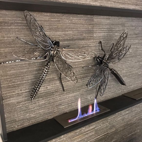Metallic Dragonflies Sculpture